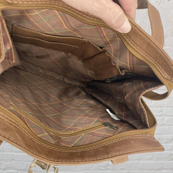 Volare Brown Genuine Leather Tote Bag Shoulder Purse Medium Handbag - Picture 11 of 15